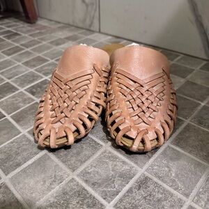 Anthropologie Latigo Woven Leather Mules
